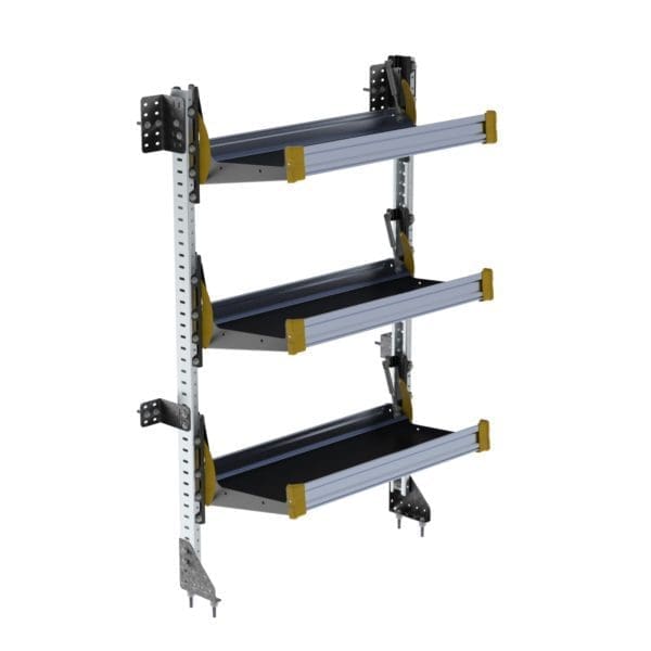 Fold-Away Cargo Van Foldable Shelving System, 3 Levels, 65"h x 36"w