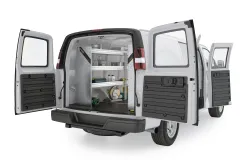Savana/Express Composite Aluminum Van Shelving-N4-RA84-48, Rear Driver View