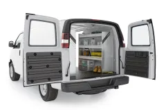 Savana/Express Composite Aluminum Van Shelving-N4-RA84-48, Rear Passenger View