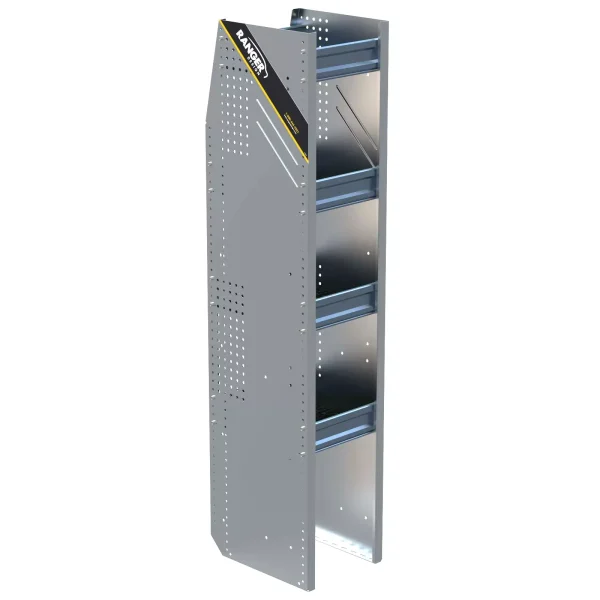 N5 Composite Aluminum Van Shelving, Bookshelf, 12" Wide, 4 Trays - N5-RA12-4C