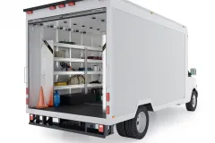 Box Truck-Composite Aluminum Van Shelving-N5-RA96-60, Rear Driver View