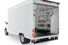 Box Truck-Composite Aluminum Van Shelving-N5-RA96-60, Rear Passenger View